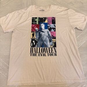Halloween The Evil Tour Graphic Tee - Cream Michael Myers on the Eras Tour!